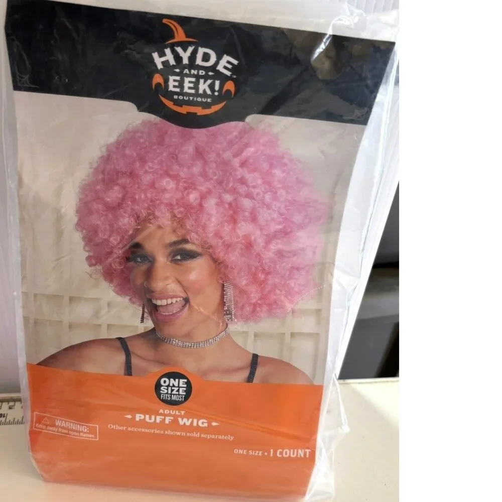 Afro Diva Pink Wig Halloween Costume Accessory Curly 70's Adult Teen 14+